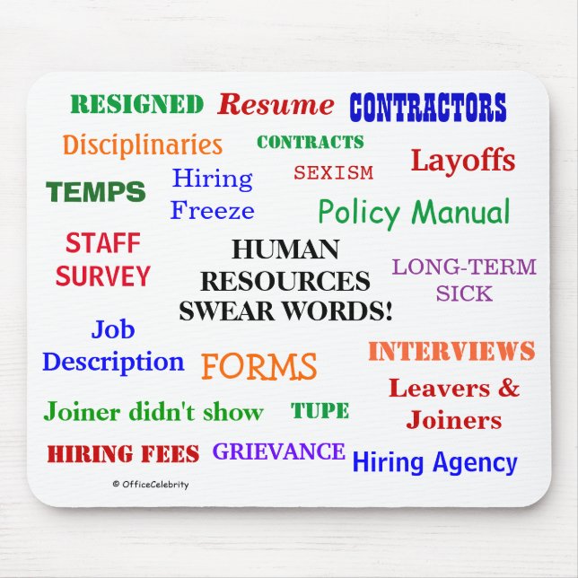 Mousepad Recursos Humanos Engraçados E Engraçados, Palavras (Frente)