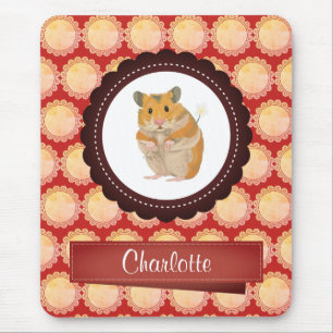 Mousepad Red Add Your Name Hamster