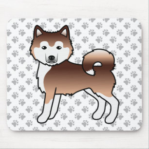 Mousepad Red Alaskan Malamute Cute Cartoon Dog