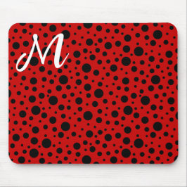 Mousepad Red and black polka dots funny ladybug