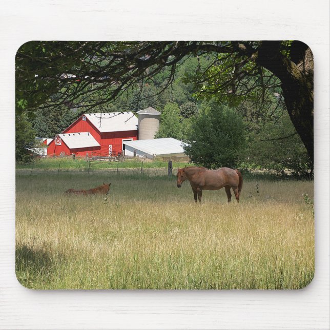 Mousepad Red Barn E Cavalos (Frente)