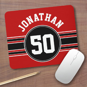 Mousepad Red Black Team Jersey Fan Gear Número
