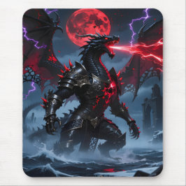 Mousepad Red Blood Moon Black Dragon Fantasy Gaming