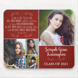 Mousepad Red Christian Verse Graduation 4 Photo Collage