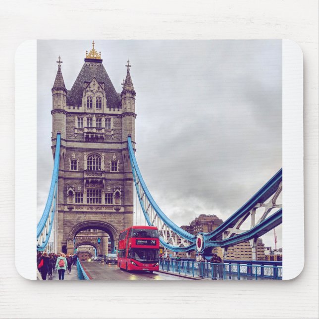 Mousepad Red Double Decker atravessa a ponte torre em Londr (Frente)