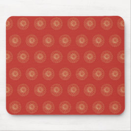 Mousepad Red | Golden Zinnia Flower Medallions
