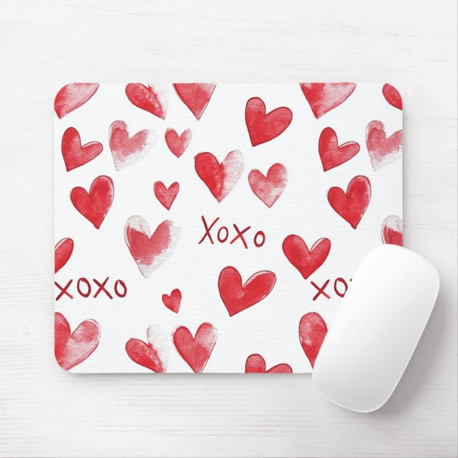 Mousepad Red Hearts XOXO Love (Com mouse)
