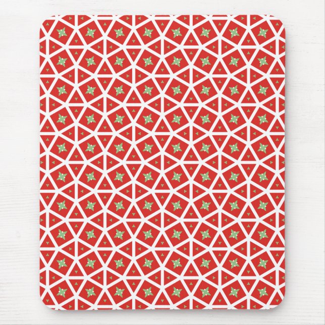 Mousepad Red Holiday Geometric Star Design (Frente)