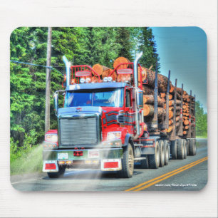 Mousepad Red Logging Road Highway Drivers Art III