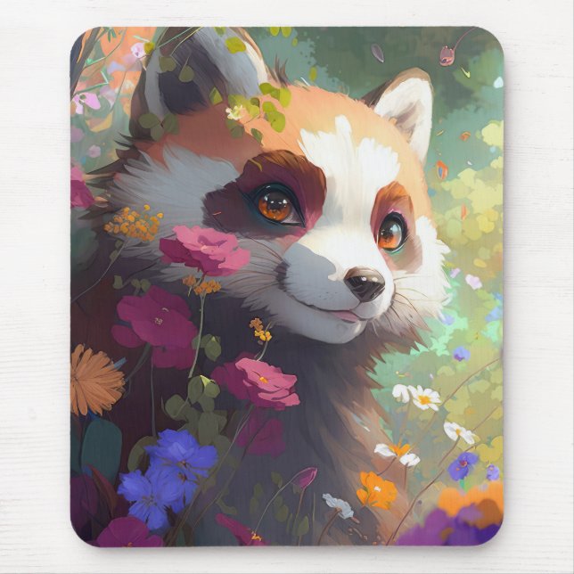Mousepad Red Panda Retrait Animal Painting Willife Forest (Frente)
