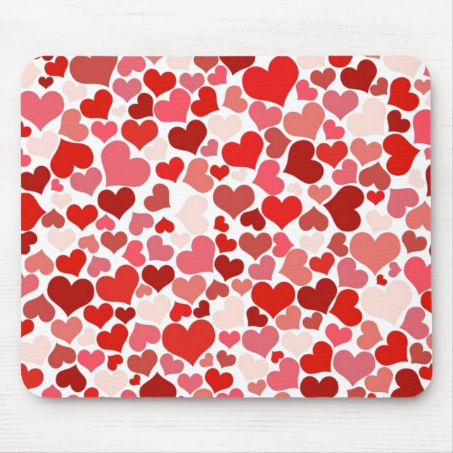 Mousepad Red Pink Love Hearts Mosaic (Frente)