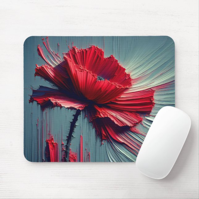 Mousepad Red Poppy Abstrato (Com mouse)