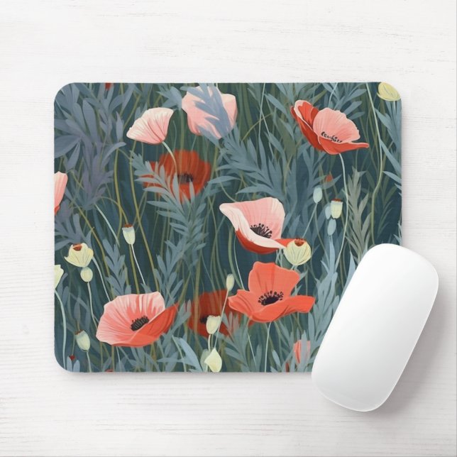 Mousepad Red Poppy Meadow (Com mouse)