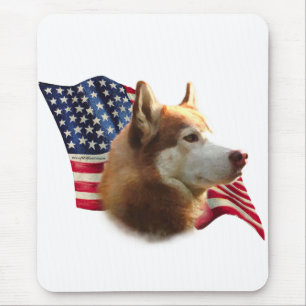 Mousepad Red Siberian Husky Flag
