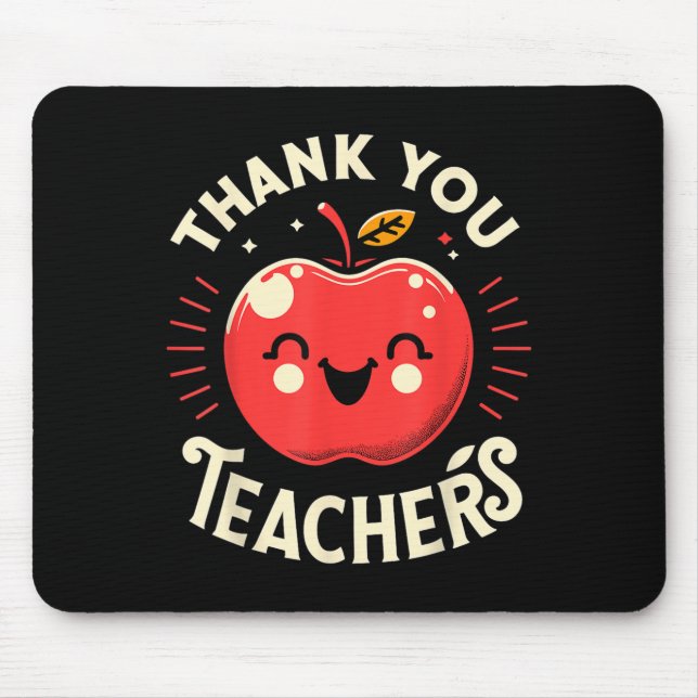 Mousepad Red Thank You Teachers Motivational Appreciation F (Frente)