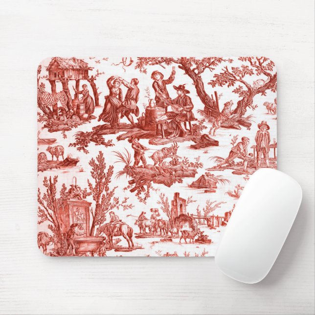 Mousepad Red Toile de Jouy (Com mouse)