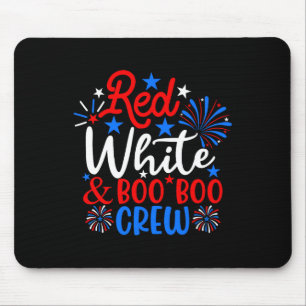 Mousepad Red White E Boo Boo Crew Enfermeiro 4 De Julho