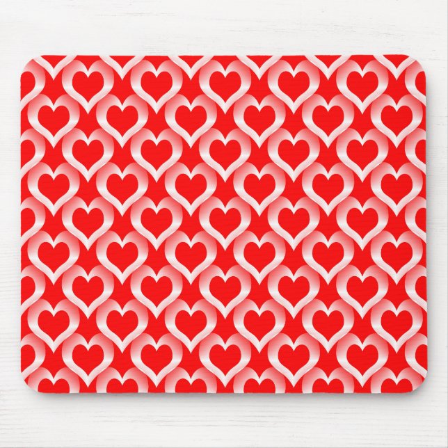 Mousepad Red White Hearts Pattern (Frente)