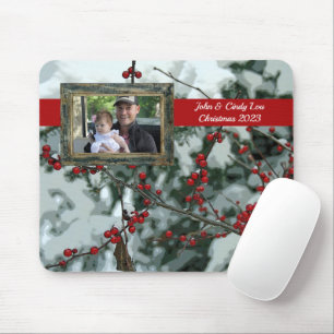 Mousepad Red Winter Berries Feriado de Natal Pad
