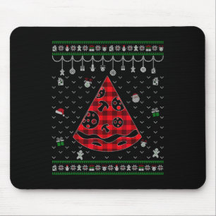 Mousepad Red Xadrez Pizza Lover Divertido Feio Natal