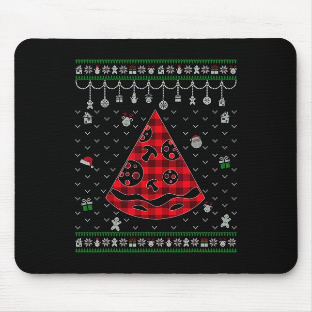 Mousepad Red Xadrez Pizza Lover Divertido Feio Natal (Frente)