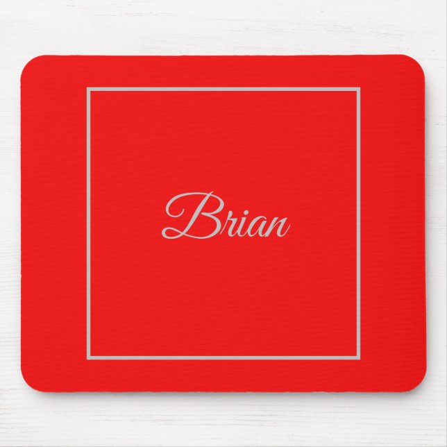 Mousepad Red Your Name Minimalist Personal Modern (Frente)