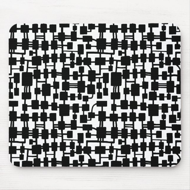 Mousepad Rede abstrato - Preto em Branco (Frente)
