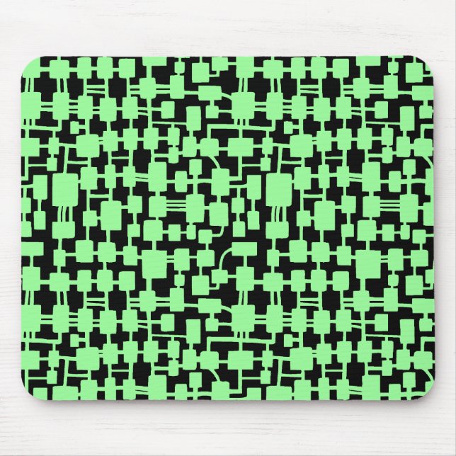 Mousepad Rede abstrato - Verde Mint em preto (Frente)