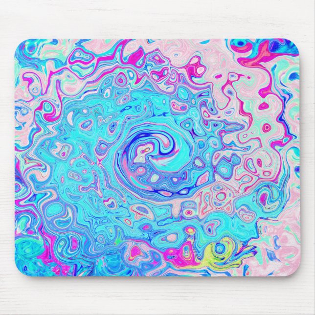 Mousepad Redemoinho Azul de Ovo de Robin Abstrato Groovy Re (Frente)