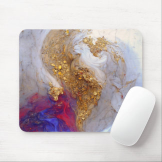 Mousepad Redemoinho de Mármore Branco com Ouro Líquido