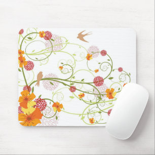 Mousepad Redemoinhos amarelos do hibiscus e floral elegante