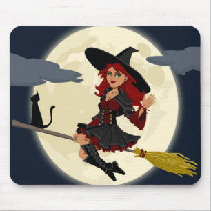 MOUSEPAD REDHEADED HALLOWEEN WITCH