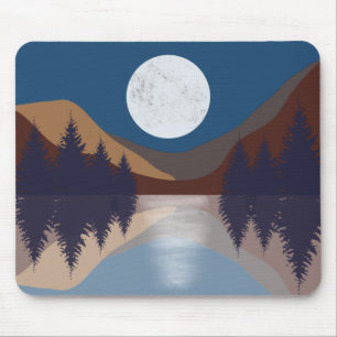 Mousepad Reflexão da Lua na Floresta Abstrato russa