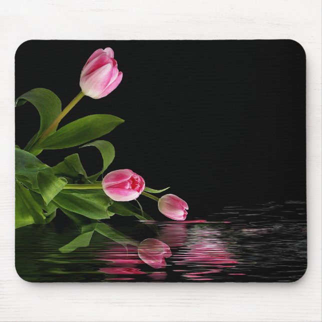 Mousepad Reflexão da Tulipa rosa na água (Frente)