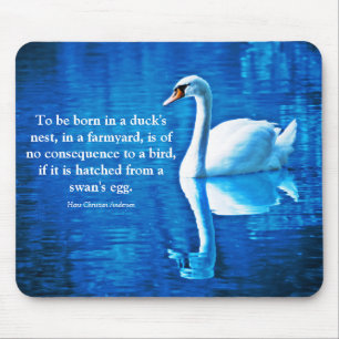 Mousepad Reflexão do Cisne de Cotação Inspiracional Azul e 
