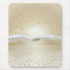 Mousepad Reflexão Dourada Da Montanha Solar De Inverno Em Á