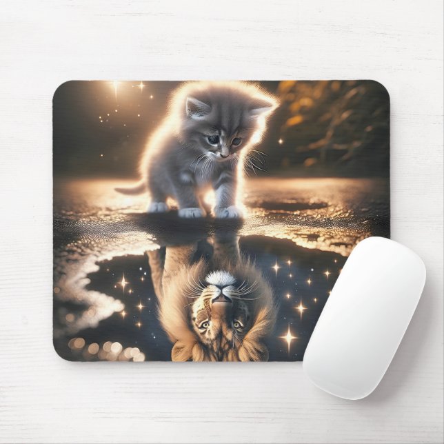 Mousepad Reflexão entre Kitten e Lion Puddle (Com mouse)