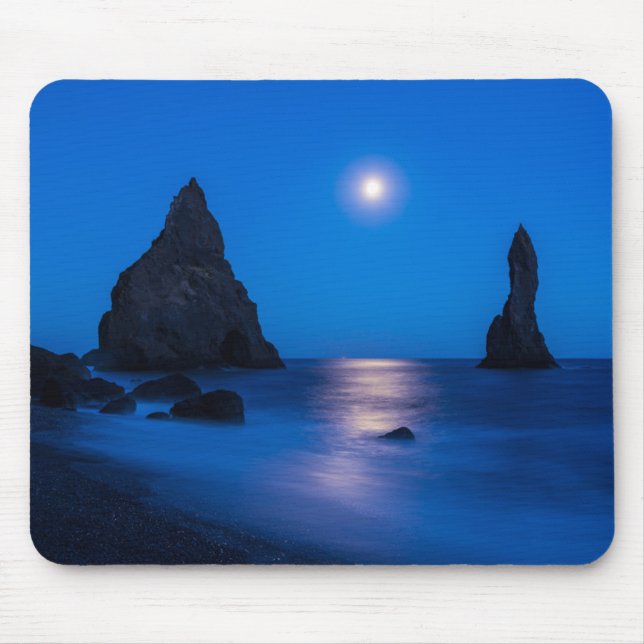 Mousepad Reflexo do Nascer da Lua | Islândia, Reynisdrangur (Frente)