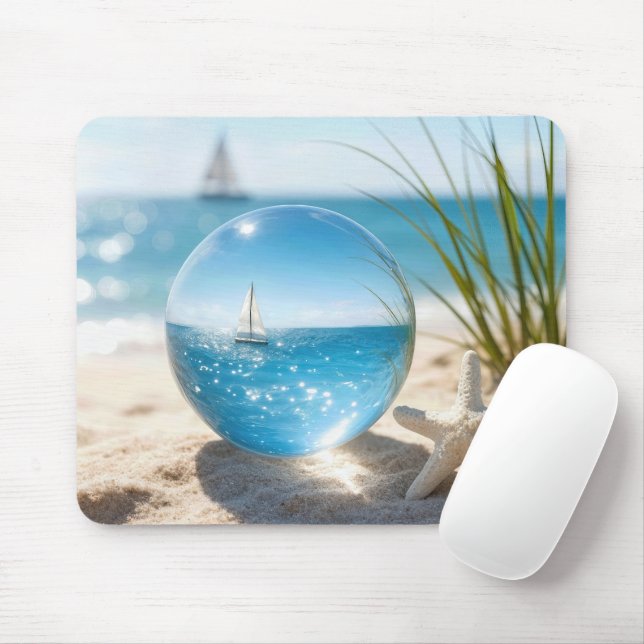 Mousepad Reflexo do Oceano em uma Bola de Lente (Com mouse)