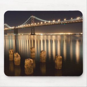 Mousepad Reflexões da noite da ponte da baía de Oakland