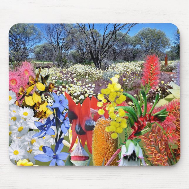 Mousepad REFLEXÕES de Wildflowers do australiano da onça (Frente)