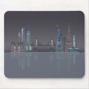 Mousepad Reflexões sobre Noite no Skyline em Nova York