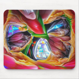 Mousepad Reflexões Vibrantes de Tulipas de Abstrato