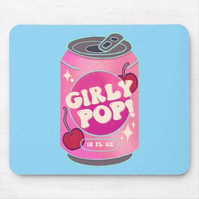 Mousepad Refrigerante de Cereja Girly Pop | Rosa retrô Y2K (Frente)