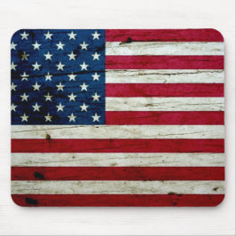 Mousepad Refrigere a madeira afligida da bandeira americana