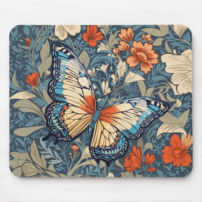 Mousepad Regal Butterfly Amidst William Morris Floral (Frente)