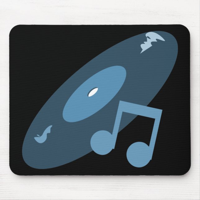 Mousepad Registro retro da música & azul da nota (Frente)