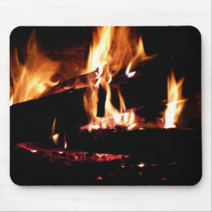 Mousepad Registros na fotografia de fogo quente da Lareira