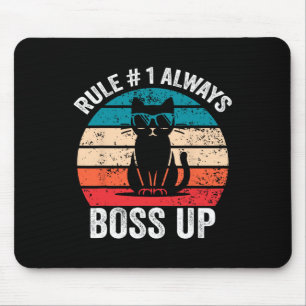 Mousepad Regra 1 Sempre Chefia Gato Homens Engraçados Mulhe