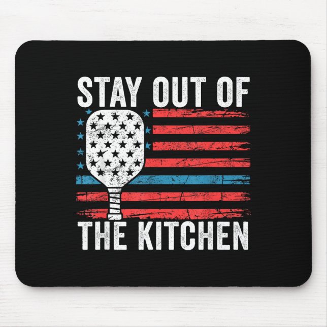 Mousepad Regra engraçada de pickleball fique fora da cozinh (Frente)